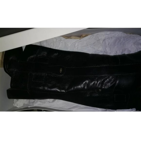 New CHLOE 36 Black Distressed Leather Knee-High Chunky Heel Boots - Picture 7 of 10